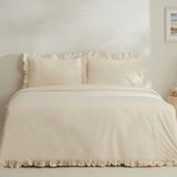 Karaca Home Pure Ruffle %100 Pamuk Çift Kişilik Fırfırlı Nevresim Takımı Açık Bej - 200 x 220 cm