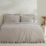 Karaca Home Pure Ruffle %100 Pamuk Çift Kişilik Fırfırlı Nevresim Takımı Açık Gri