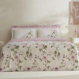 Karaca Home Rosales 200x220 cm Beyaz Tel Çift Kişilik Saten Nevresim Takımı