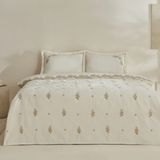 Karaca Home Vanes Bej Çift Kişilik Nakışlı Nevresim Pike Takımı 200 x 220 cm Polyester Desenli