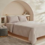 Karaca Home Vinas 80 Tel %100 Pamuk Çift Kişilik Saten Biyeli Nevresim Takımı Açık Gri - 200 x 220 cm