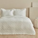 Karaca Home Viona Çift Kişilik Yatak Örtüsü Ekru Pamuk Polyester Düz Tema 240 x 260 cm
