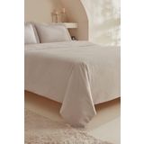 Karaca Home White Collection Vessa Bej Çift Kişilik Çizgili Saten Nevresim Takımı