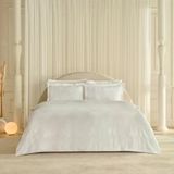 Karaca Home White Collection Vessa Beyaz Çift Kişilik Çizgili Saten Nevresim Takımı