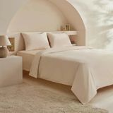 Karaca Home White Collection Vinas 80 Tel %100 Pamuk Bej Saten Biyeli Çift Kişilik Nevresim Takımı