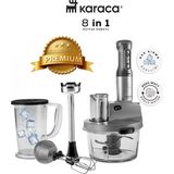 Karaca Inox Paslanmaz Gövde 1,5 Litre Cam Hazneli 2500W Yüksek Güçlü Çok Fonksiyonlu Blendır & Mutfak Robotu - Gri