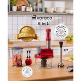 Karaca Inox Paslanmaz Gövde 1,5 Litre Cam Hazneli 2500W Yüksek Güçlü Çok Fonksiyonlu Blendır & Mutfak Robotu - Kırmızı