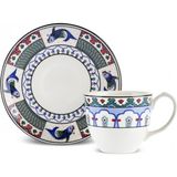 Karaca Iznik Çini Kahve Fincanı ve Tabağı 90 ml - Renkli