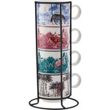 Karaca Jungle 4x160 ML 5 Parça Standlı Çay Fincanı Seti
