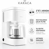 Karaca Kompakt Beyaz Filtre Kahve ve Çay Makinesi, 650 W Güçlü Performans, Cam Hazneli, Kolay Temizlik Sağlayan Günlük Kullanım Ürünü, Enerji Verimli Kullanım Odaklı