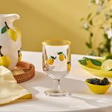 Karaca Lemon Limon Desenli Meşrubat Bardağı Kadeh 390 ml Sarı