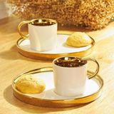 Karaca Levin Gold Detaylı Porselen Kahve Fincan Takımı 2 Kişilik 100 ml 4 Parça