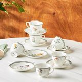 Karaca Little Garden Porselen Kahve Fincan Takımı Çiçek Desenli 6 Kişilik 12 Parça Set - Renkli