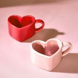 Karaca Love You 2 Kişilik Kalp Detaylı Çay Fincan Takımı 160 ml - Kırmızı