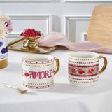 Karaca Lovemore 2 Kişilik Mug Kupa Seti 420 ml - Altın - Pembe