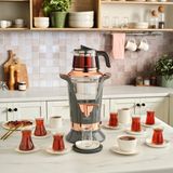 Karaca Maxiva Semaver Antrasit 3L Cam Su Isıtıcı ve 1L Cam Demlik Kapasiteli Modern Çay Makinesi