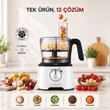 Karaca Narenciye Sıkacağı ve Kahve Öğütücülü 12’si 1 Arada Mutfak Robotu, 2500 W Güç, Hamur Karıştırma, Çırpma ve Sebze Soyma Özelliği + Tartı - Beyaz