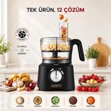 Karaca Narenciye Sıkacağı ve Kahve Öğütücülü 12’si 1 Arada Mutfak Robotu, 2500 W Güç, Hamur Karıştırma, Çırpma ve Sebze Soyma Özelliği + Tartı - Siyah