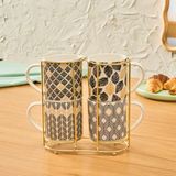 Karaca Nero 4'lü Standlı Porselen Kupa/Mug Seti