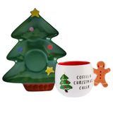 Karaca New Year Yılbaşı 24 180 ml Çay Fincanı ve Çam Ağacı Tabağı