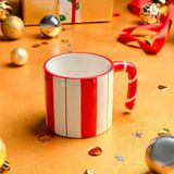 Karaca New Year Yılbaşı Candy Stripe Kupa 720 ml - 570 ml - Kırmızı - Beyaz