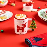 Karaca New Year Yılbaşı Geyik Kupa 300 ml - Beyaz - Krem - Kırmızı