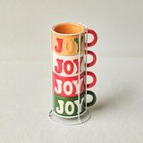 Karaca New Year Yılbaşı Joy Standlı 4 Kişilik Çay Fincan Takımı 150 ml - Renkli