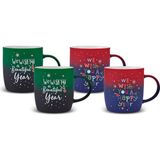 Karaca New Year Yılbaşı Soft Touch 4 Kişilik Kupa Seti 350 ml - Renkli