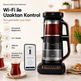 Karaca Otomatik Çay Demleyen Cam Elektrikli Çay Makinesi Çaycı Wi-Fi Kontrollü Su Isıtıcı Kettle - Şık Tasarım - Wi-Fi Kontrol, Otomatik Demleme ve 2500W Güç - Pembe