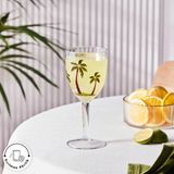 Karaca Palmera Palmiye Desenli Kırılmaz Akrilik Kadeh 420 ml Şeffaf - Beyaz