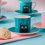 Karaca Paws 6 Kişilik Porselen Kahve Fincanı 80 ml Sevimli Desenli Set 6 Adet - Pembe