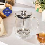 Karaca Pia Kiku Bitki Çayı ve Filtre Kahve Demliği Çift Cidarlı French Press 600 ml - Şeffaf