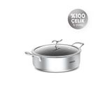 Karaca Plasma Steel 316+ 3Ply Yanmaz Yapışmaz Çelik Karnıyarık / Pilav Tencere 28 cm