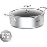 Karaca Plasma Steel 316+ 3Ply Yanmaz Yapışmaz Çelik Karnıyarık Tencere 26 cm - Gümüş