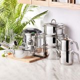 Karaca Platinium Paslanmaz Çelik 17 Parça Derin Tencere Seti Inox Kaplama Ebatlar 20-24 cm