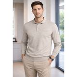 Karaca Polo Yaka %50 Yün %50 Akrilik Erkek Düz Renk Triko Kazak - Taş - Beyaz - 2XL