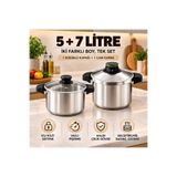 Karaca Quick & Safe Paslanmaz Çelik 5 + 7 Lt Düdüklü Tencere Set