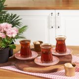 Karaca Retro Pembe 6 Kişilik 12 Parça Çay Seti