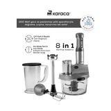 Karaca Sebze, Et ve Meyve Dilimle Doğra Karıştır Rendele Çırp Smoothie Yap 6 Bıçaklı 2500W Yüksek Güçlü Premium Mutfak Robotu & Blendır Inox - Gri