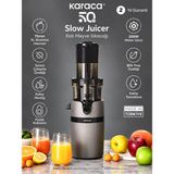 Karaca Slow Juicer Yavaş Sıkım Katı Meyve Sıkacağı 75 Mm’lik Xl Geniş Besleme Haznesi 0,8 Lt