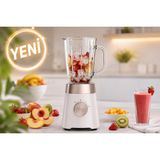 Karaca Smotie Blender 1000 W Güç, 1,5 L Cam Hazne Buzlu Içecekler Ya Da Soğuk Karışımlar Paslanmaz Çelik Bıçaklar ve 2 Kademeli Hız - Beyaz