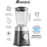 Karaca Smotie Blender 1000 W Güç, 1,5 L Cam Hazne Buzlu Içecekler Ya Da Soğuk Karışımlar Paslanmaz Çelik Bıçaklar ve 2 Kademeli Hız - Gri