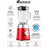 Karaca Smotie Blender 1000 W Güç, 1,5 L Cam Hazne Buzlu Içecekler Ya Da Soğuk Karışımlar Paslanmaz Çelik Bıçaklar ve 2 Kademeli Hız - Kırmızı