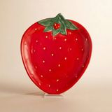 Karaca Strawberry Çilek Desenli Pasta Tabağı 20 cm - Kırmızı
