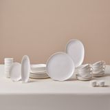 Karaca Stream 34 Parça 6 Kişilik Beyaz Kahvaltı Takımı Bone China Düz Tasarım