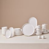 Karaca Stream 34 Parça Beyaz Kahvaltı Takımı 6 Kişilik Bone China Malzeme ile Düz Tasarım