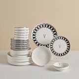Karaca Stream Bone 24 Parça 6 Kişilik Beyaz Yemek Takımı Modern Desenli Bone Malzeme - 6 KİŞİLİK
