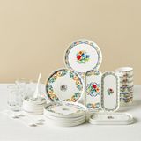 Karaca Stream Bone Vita 34 Parça 6 Kişilik Kahvaltı Takımı Desenli Çok Renkli Bone China