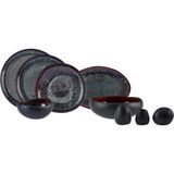 Karaca Streamline Galactic Siyah 59 Parça 12 Kişilik Yemek Takımı Stoneware Malzeme ile Desenli