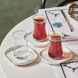 Karaca Streamline Plato 12 Parça Cam Çay Seti 165 ml Beyaz Renkli Şık Tasarım